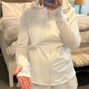 Medium Spyder White Zip-Up Hoodie | Thumb Holes | Snug & Cozy Fit